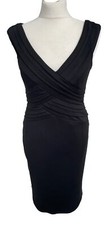 Principles Ladies Dress Size UK12 Fitted Bodycon Black Sleeveless Zip Up V Neck