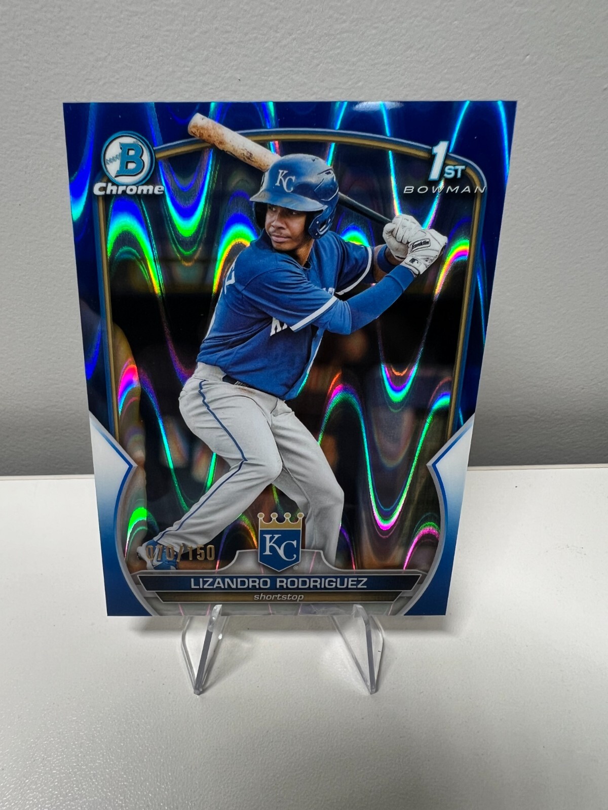 Lizandro Rodriguez 2023 Bowman Chrome 1st Raywave Blue Refractor /150 #BCP-47