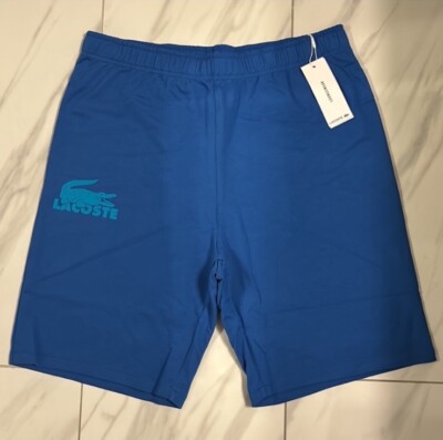 Lacoste Men's Croc Logo Lounge Shorts Blue New