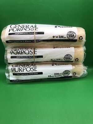 General Purpose Semi -smooth Surface 9in 3/8 Nap Lot Of 3 Pack New