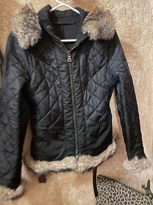 Prada Grey/black Wool Jacket With Fur, size 40 | eBay