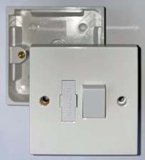 13A Switched Fused Spur with 25mm Back Box Pattress 240V wall electrical socket