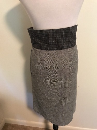 CORDELIA Black White Herringbone Pockets Pencil Skirt 2 High Waist Small - Picture 4 of 7