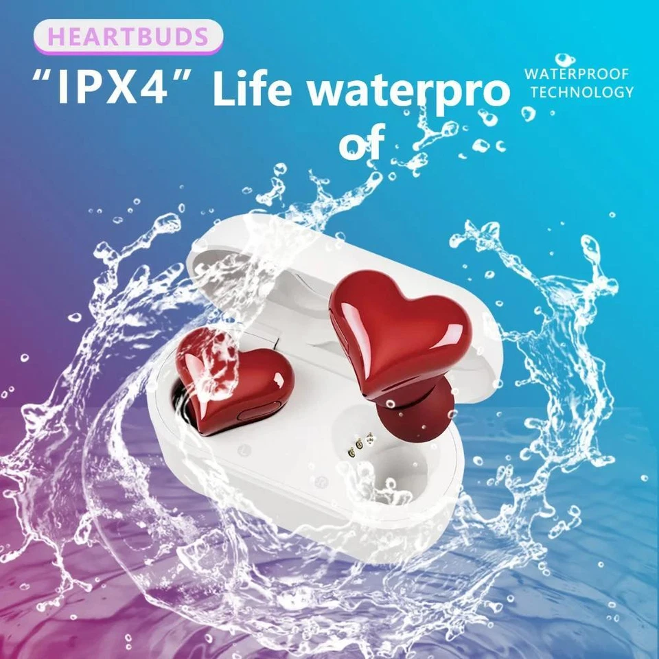 Heart Shaped True Wireless Earbuds Bluetooth 5.3 Headphones Earphones Headset US - Image 4 of 4