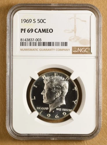 1969 S Proof Kennedy Silver Half Dollar NGC PF 69 Cameo