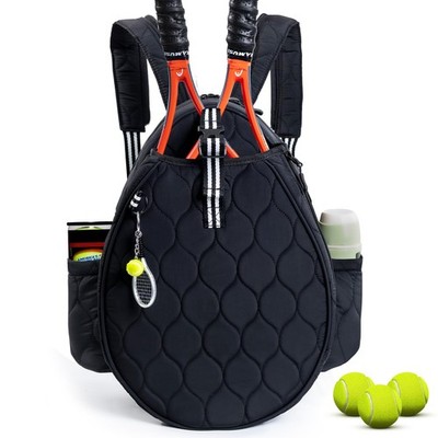 Quilted Tennis Bag for Women   Tennis Backpack & Crossbody Sling | Holds 2 Ra...