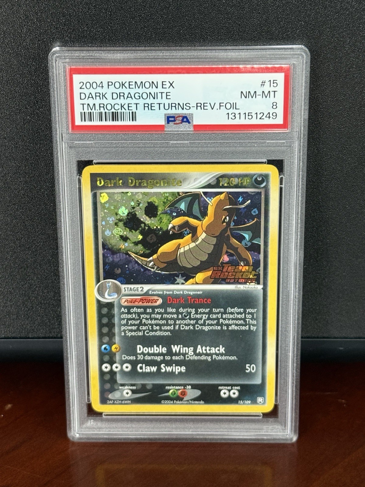 Pokémon card-Dark Dragonite Reverse Holo 15/109-PSA NM 8-EX Team Rocket Returns