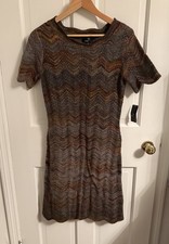 Ronni Nicole Women`s Medium M A-Line Dress Chevron Multicolor Knit Mini NWT