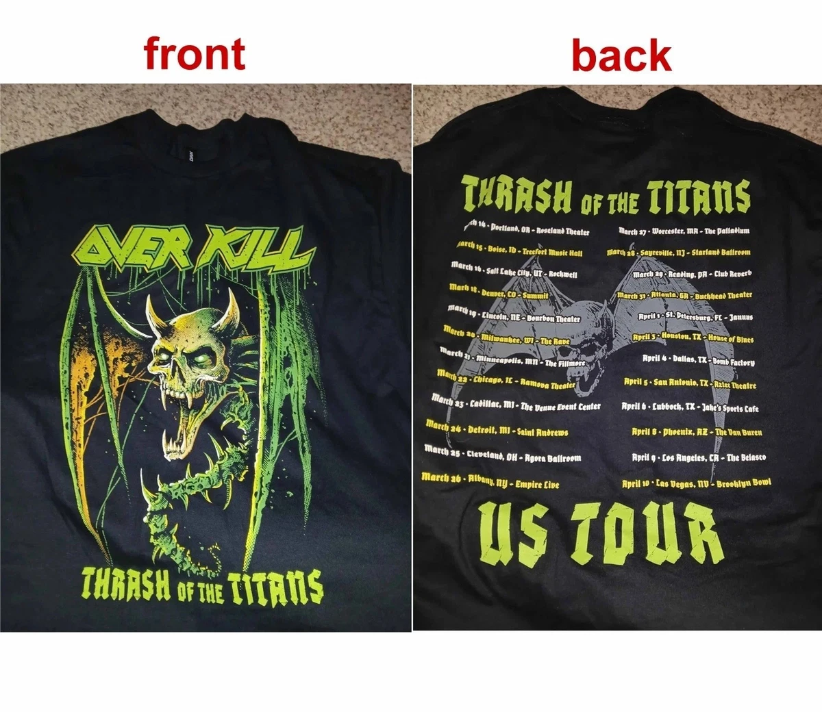 Overkill Tour Shirt In Men's T-Shirts for sale - eBay