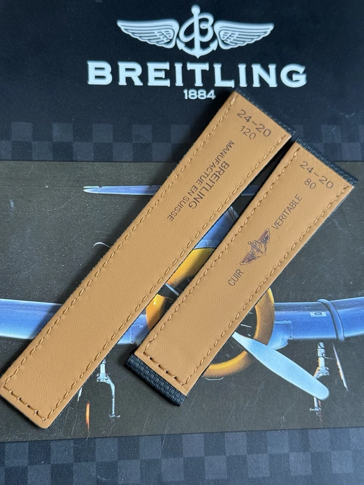 New Breitling Black Canvas Deployant Strap 24-20MM Strap Width 120/80MM Length - Image 4 of 4
