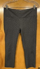 Marika Sport Capri Dk Grey Leopard Print Leggings Size L 12-14 