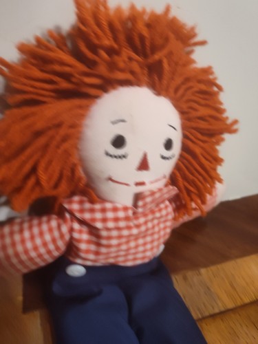 VINTAGE RAGGEDY ANDY DOLL 16" W/HEART ORANGE YARN HAIR - Picture 3 of 6