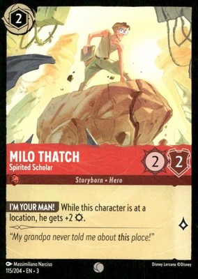 Milo Thatch - Spirited Scholar 115/204 Common Into the Inklands Lorcana NM