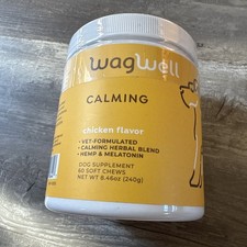 WagWell Calming Chews for Dogs Anxiety Relief  Stress Relief 60 CHEWS EXP 4/26