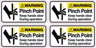 StickerTalk Pinch Point Warning Safety Stickers 3x1.5in Set of 4