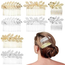 8 Pack Leaf Hair Side Combs for Women Girl, Bridal Metal Decorative Hair Comb Cl