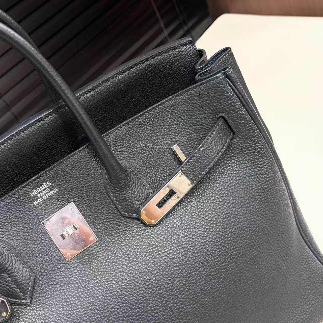 AUTH Hermès Birkin 35 Deep Green Togo Leather Palladium Hardware Top Handle Bag — image 3