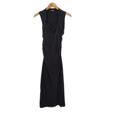 Quince Women Stretch Cotton Jersey Square Neck Ruched Midi Dress Black XS