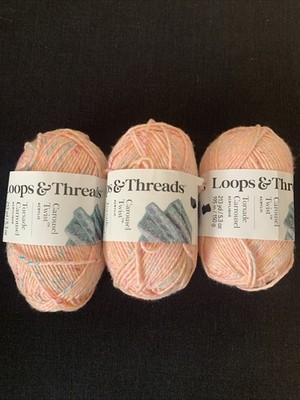 3 Skeins Loops & Threads Carousel Twist/Orange Fizz 5.3 oz 213 yds/New