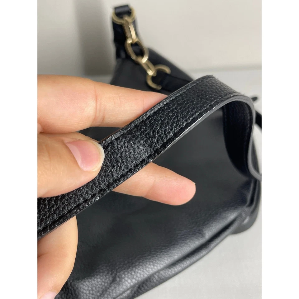 Victoria's Secret Black Faux Leather Belt Bag Fanny Pack Adjustable Studs  - Image 4 of 4