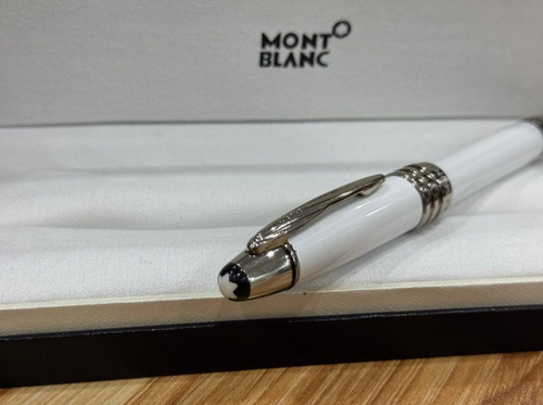 Montblanc Meisterstück Classique penna a sfera bianco argento bordo cofanetto nuovo con scatola - Foto 4 di 6