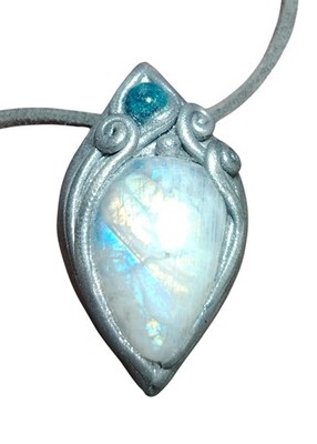 Celtic  Moonstone Necklace. Druid Handmade Jewelry Aquamarine Pendant