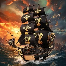 ROKR The Seahorse Barque 3D Wooden Puzzle DIY Ship Model Toys Kits Gift