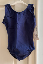 Eurotard Navy Blue Sleeveless Tank Dance Leotard Child Medium 8-10 1089