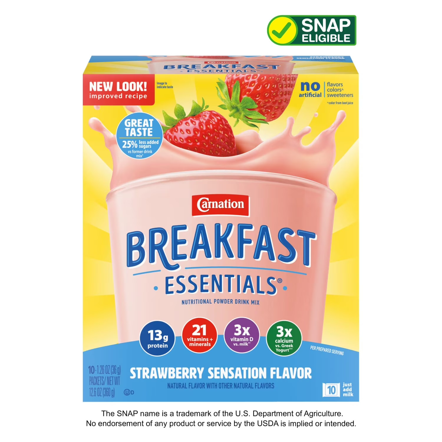 Carnation Breakfast Essentials Powder Strawberry Sensation, 