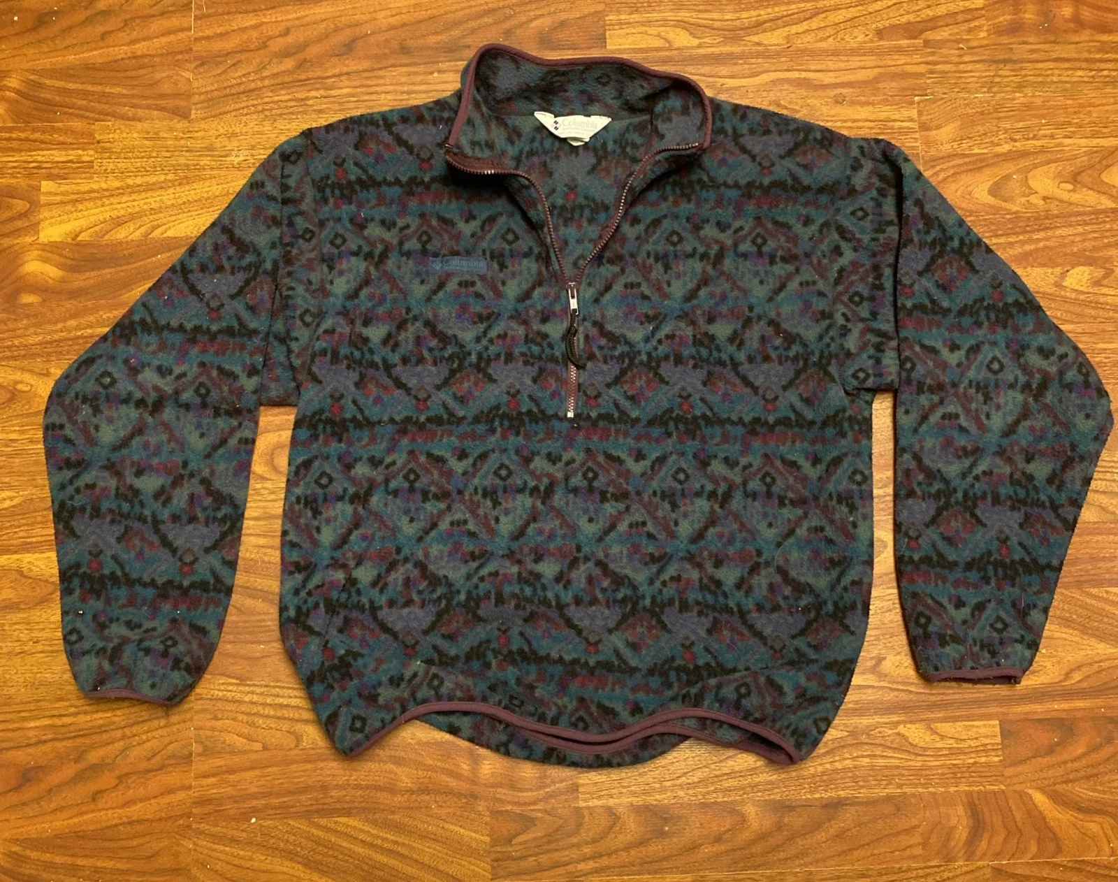 Vintage Columbia Fleece Mens L Quarter Zip 90s Outdoors Sweater Made In USA