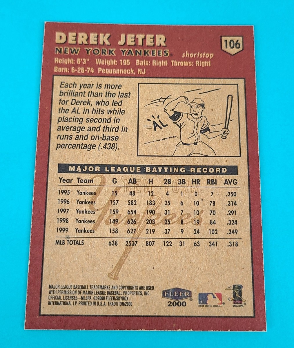 2000 Fleer Tradition #106 Derek Jeter New York Yankees BASEBALL