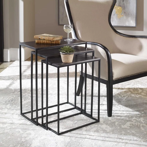 Coreene Set of 3 Nesting Tables - Stylish 25.5 Inch Design for Any Space - Picture 2 of 5