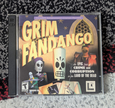 Grim Fandango Windows 95 PC (1998) LucasArts Jewel Case 2 Discs with Manual
