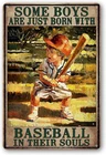 Baseball Metal Tin Sign Vintage Baseball Poster Baseball Wall Decor For Boys Roo