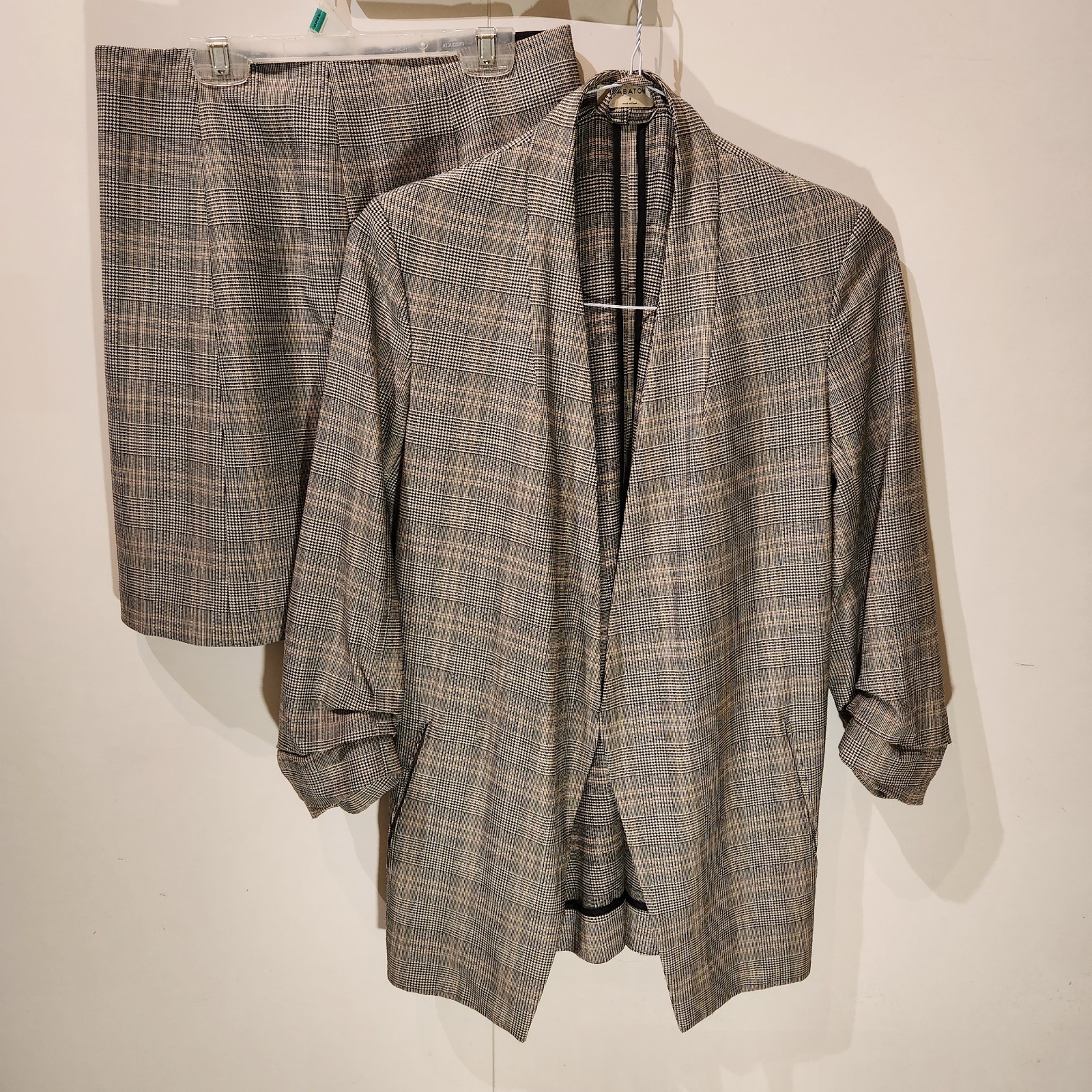 Babaton Aritzia Skirt And Jacket Suit Size 8/M Grey Plaid Oversized Preppy Set