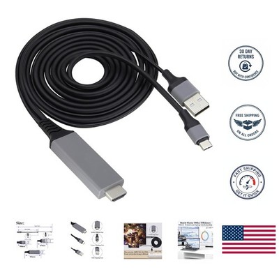 Multi-Device Compatible USB Type C to HDMI Cable - 4K 30Hz Video & Audio Output