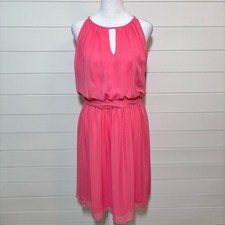 Adrianna Papell bright pink,lined,keyhole neck dress Size 8