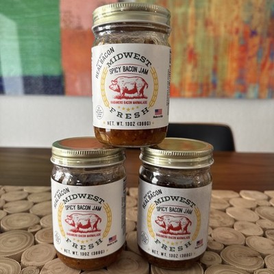 New Midwest Spicy Habanero Bacon Jam Marmalade Cookout Grill 13oz Jar #7204-11