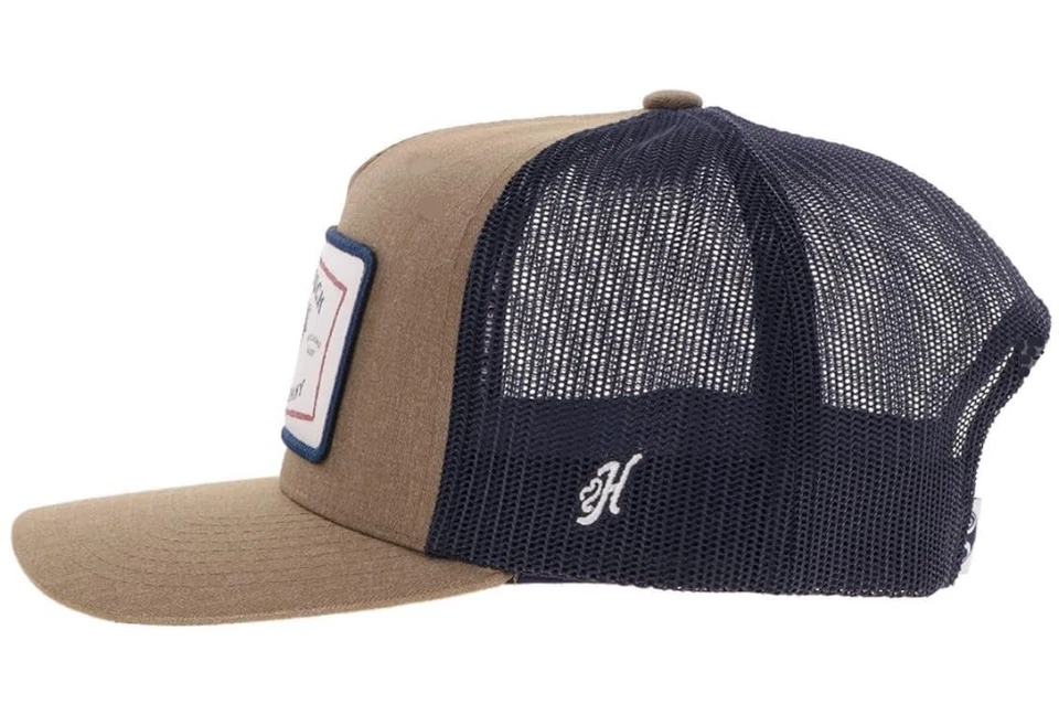 HOOEY Rank Stock 5-Panel Trucker Hat, Tan/Navy - Image 2 of 3