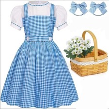 Dorothy - Girl Kids Blue Plaid Costume Dress - Wizard Of Oz Halloween Outfit Hal