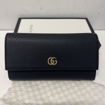 Gucci Black Gold GG Marmont Continental Wallet | eBay