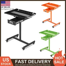 Adjustable Height Mobile Work Table 200lbs Mobile Rolling Tool Table With Drawer