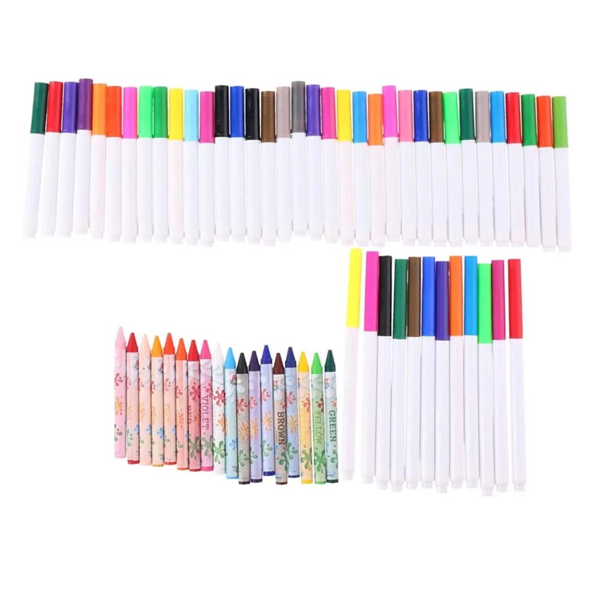 Kit créatif 65 pièces de coloriage avec feutres et crayons pour dessin enfant