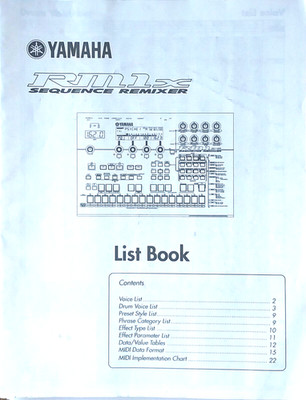 Yamaha RM1x Remixer Sequencer Original Data List Book, Manual # 2