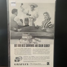 Vintage 1958 Graflex Camera Best Souvenirs are Color Slides Ad Advertisement