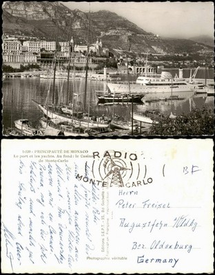 Postcard Monaco Port des yachts, Jacht-Hafen 1960