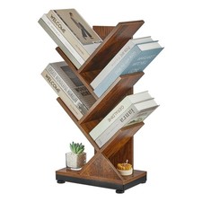Tree Bookshelf,Retro Floor Standing Bookcase Display for CDs/Magazine/Books,S...