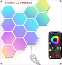 12Pack RGBIC Hexagon LED Lights Music Sync App Control Color Changing Wall Panel