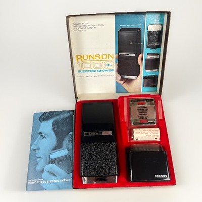 VTG 1970 Ronson 1000XL NOS Electric Shaver Men s Black Chrome w/ Box Accessories