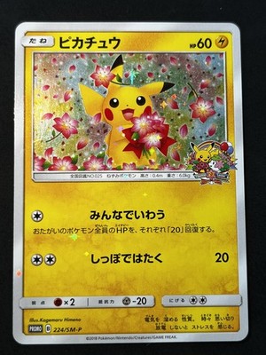 Pikachu 224/SM-P Pokemon Center 20th Anniversary Promo Japanese Pokemon Card MP
